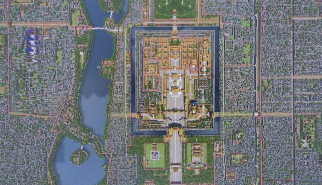 《Minecraft》版故宫的俯视图,一共用掉了一亿个方块 《Minecraft》版故宫的俯视图,一共用掉了一亿个方块