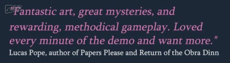 这句Lucas的盛赞也被制作组放到了Steam商店游戏介绍里