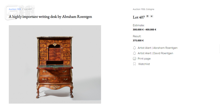 一件伦琴制作的机关桌，被拍出了37万欧元 