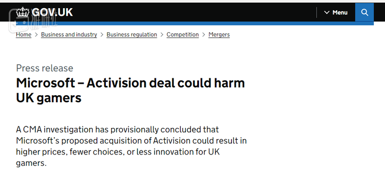 “微软-动视收购案可能对英国玩家有害”