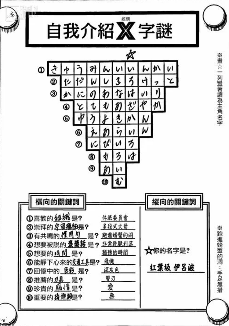 比如，入学自我介绍就是小时候报纸上常见的填字游戏