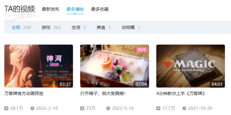 万智牌的动画预告已经是万智牌官方账号播放量最高的视频了，大家好像误将这个新卡包的宣传短片当成了官方动画的预告片