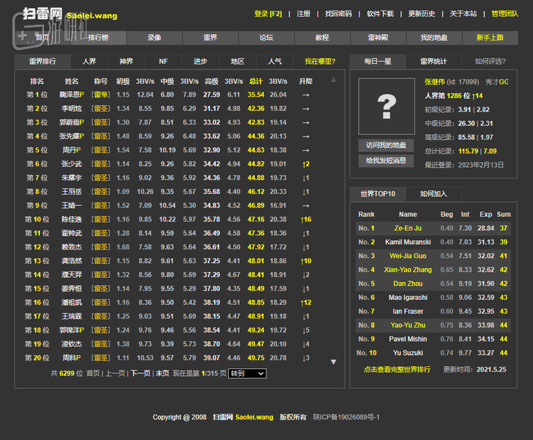 国人在2006年建立的排名网站“扫雷网”