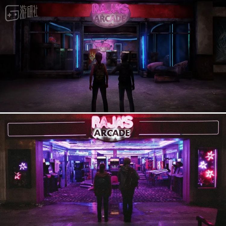 上图为游戏画面，下图为真人剧照