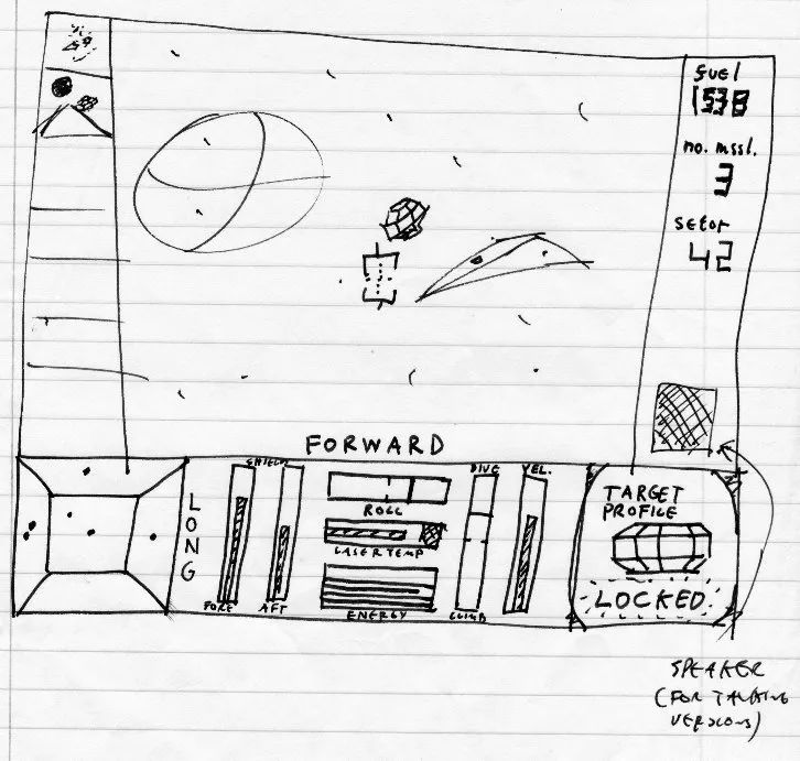 貝爾在1983年手繪的遊戲概念圖