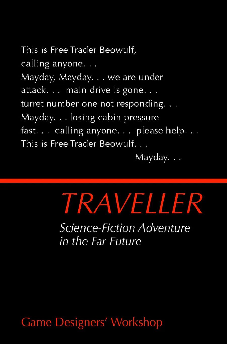 1977年初版《旅行者》遊戲封面  副標題為“遙遠未來的科幻冒險”