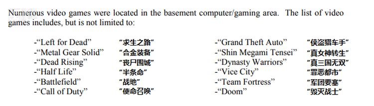 凶手的部分游戏库存