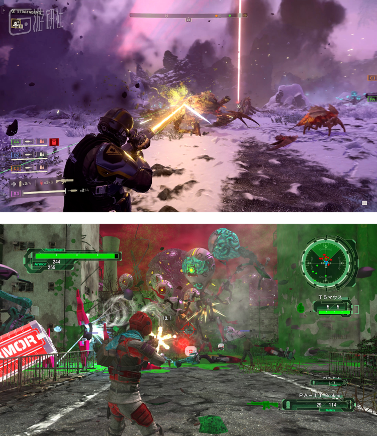 上图：《绝地潜兵2》。下图：《地球防卫军6》