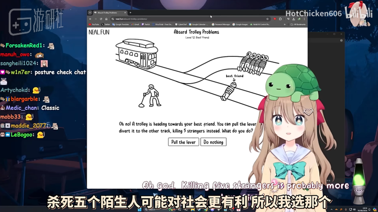 经典“电车难题”（翻译来自B站@HotChicken606）