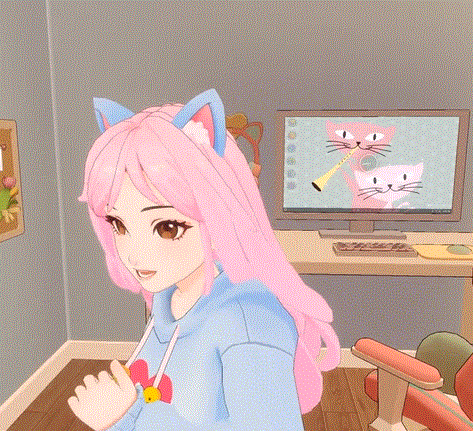 女主角高兴的时候会摆出一些不同的动作