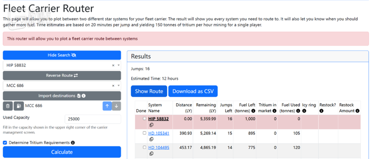 有玩家专门制作了第三方的计算网站，方便其他人规划路线和燃料