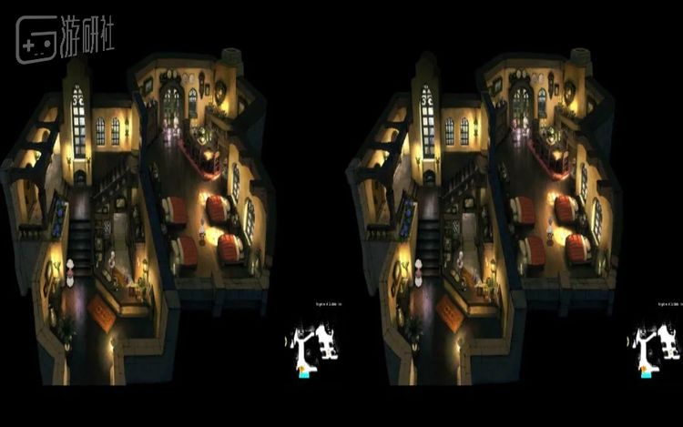 只要拨动机器上的3D开关，模拟器里的这两幅画面就会合并成一副裸眼3D图像