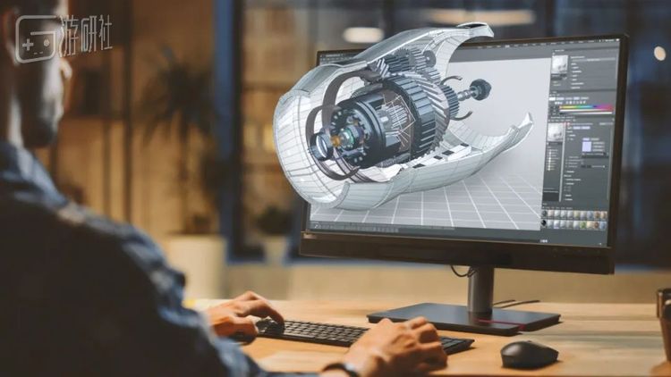 ThinkVision 27 3D的宣传图，大致可以脑补一下，在专业3D显示器上从事3D设计是怎样的体验