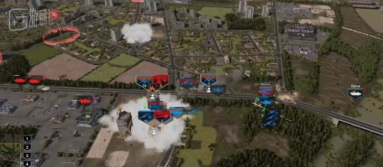 迫击炮打烟雾弹掩护步兵进攻楼房