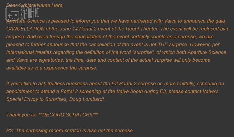 游戏媒体收到的神秘邮件