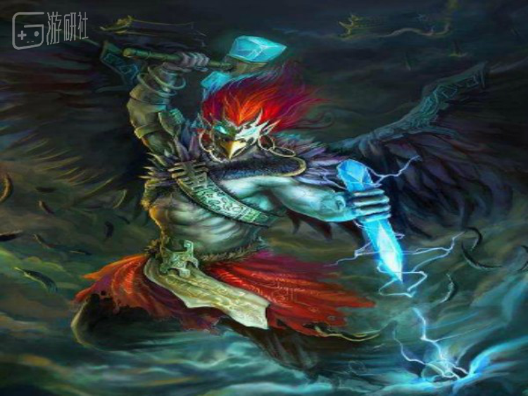  明清时期固定下的雷公形象：背插两翅，额具三目，脸赤如猴，足如鹰颤