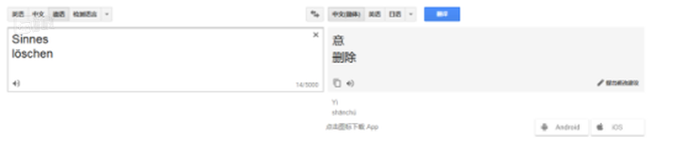 谷歌翻译下的Sinneslöschen