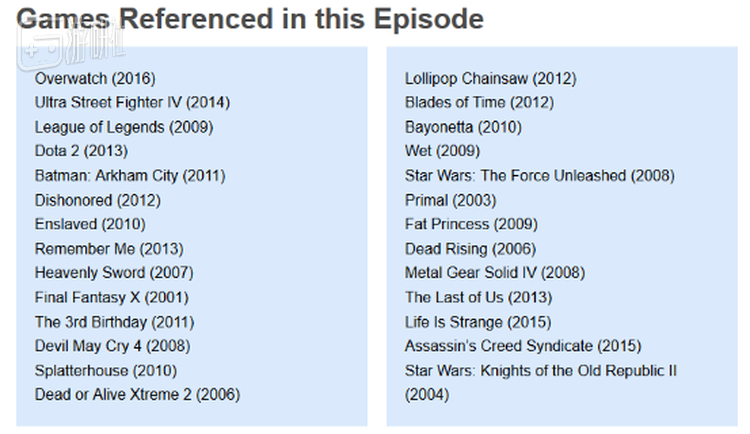 这一期节目中提到的游戏