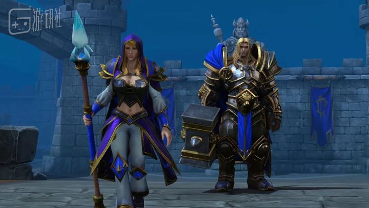 “斯坦索姆的抉择”新版过场动画中的阿尔萨斯与吉安娜