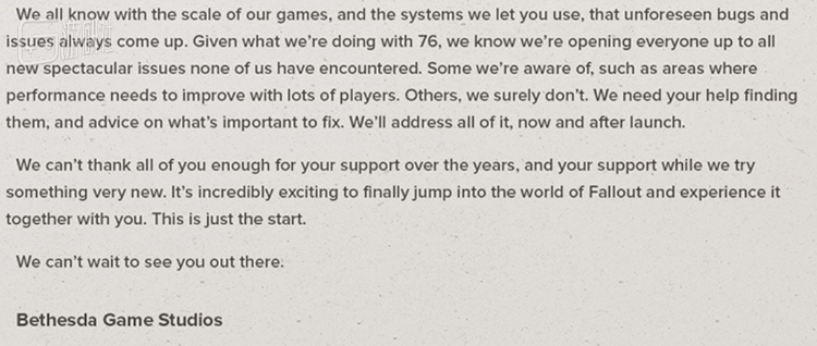 开发商发出了bug预警，并希望玩家们“帮助和支持我们做些全新的实验”