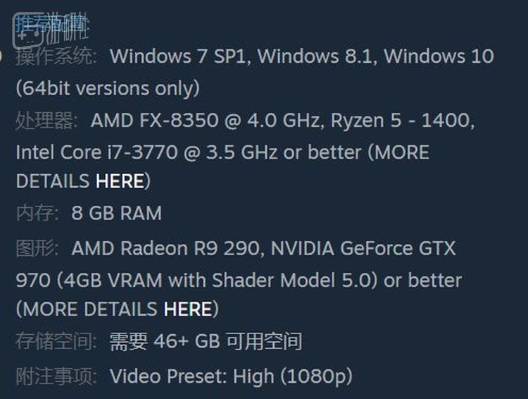 《刺客信条：奥德赛》的推荐配置