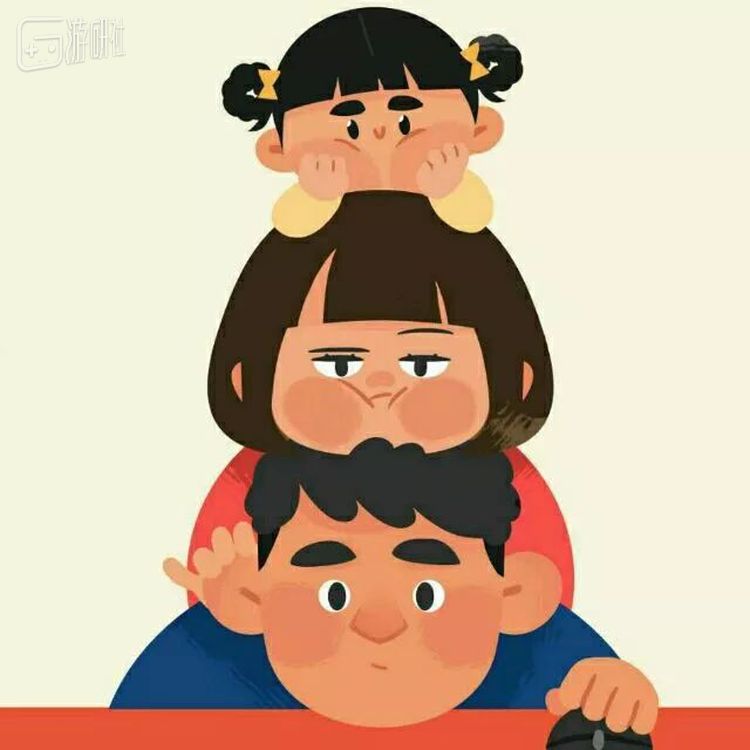 Retro Daddy的QQ头像是自己一家三口