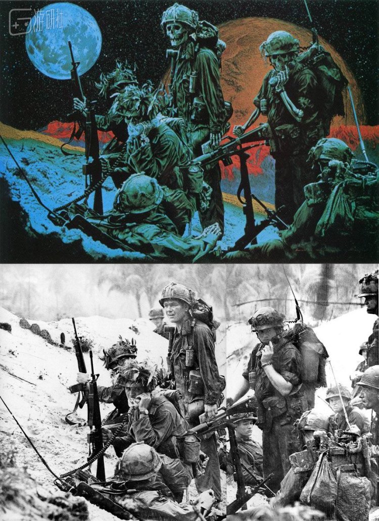 越战蒙眼战士油画高清图片