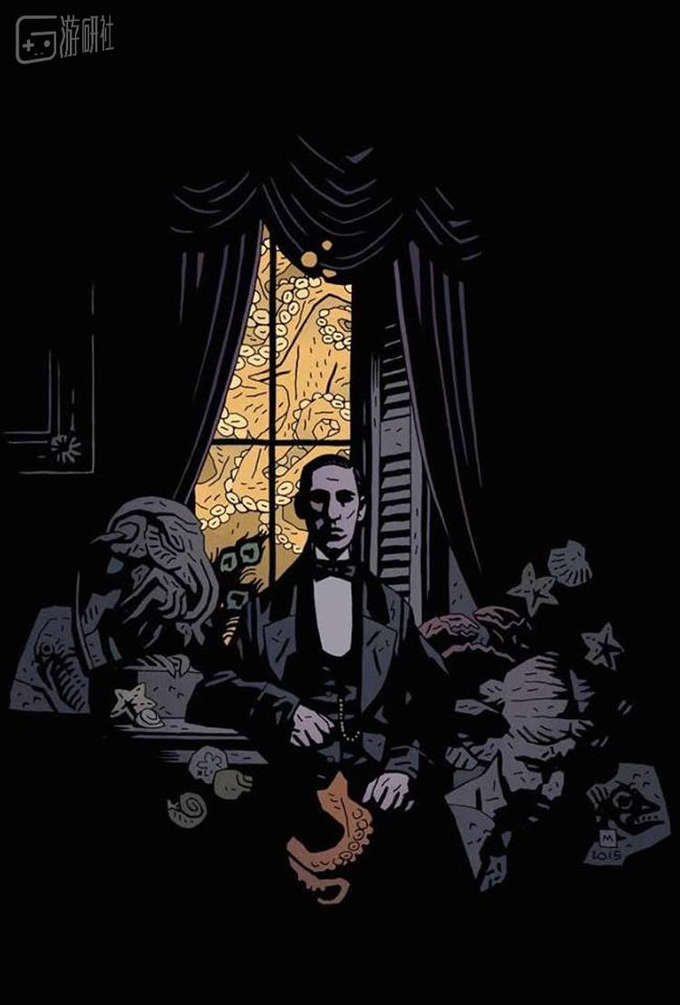 Mike Mignola同样是Lovecraft的粉丝，图为他为《Children of Lovecraft》创作的封面