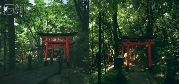 左边是游戏画面，右边是实际画面