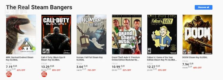 G2A官网的“真实”Steam游戏