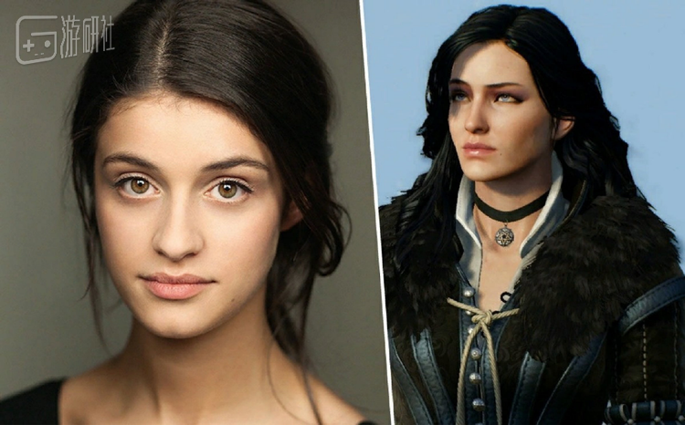 出现叶奈法的女演员（左）和游戏中的叶奈法