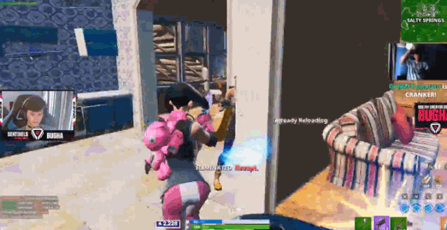 玩家一个接一个的冲向了Bugha