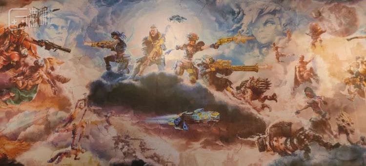 现场的《无主之地3》“壁画”