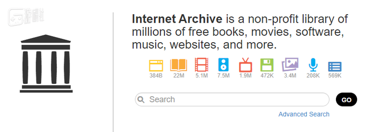 互联网档案馆的首页
