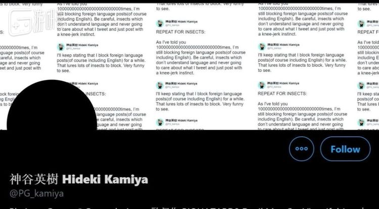 神谷英树推特背景是他解释自己为什么爱拉黑人的推文。另外此君推特只关注了一个写真模特，也算是一段传奇了