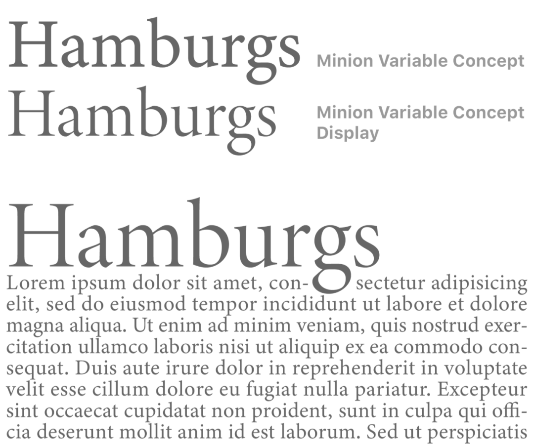 一款可变字体的两种样式,以及排版效果示意 一款可变字体的两种样式,以及排版效果示意