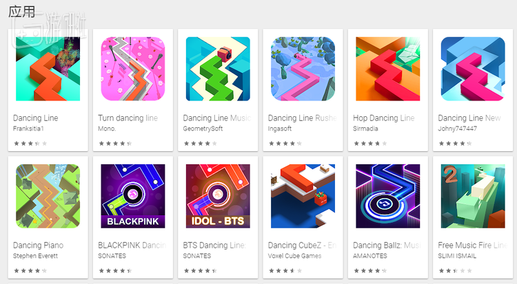 谷歌市场搜索Dancing Line（跳舞的线）