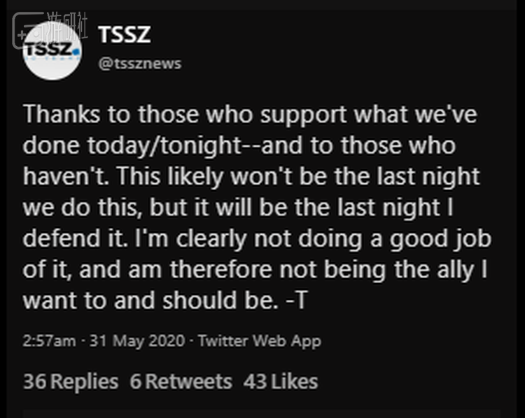 “感谢支持我观点和不支持我观点的人，这是我为自己观点辩护的最后一个晚上。”