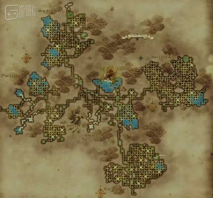 1.0时期的黑衣森林地图，人送雅号“肠道地狱”，这是几乎所有回顾《最终幻想14》发展史的文都提到过的1.0惨案