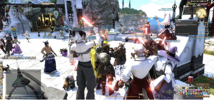 海都广场，围观群众们为“蛋哥”刷屏打Call