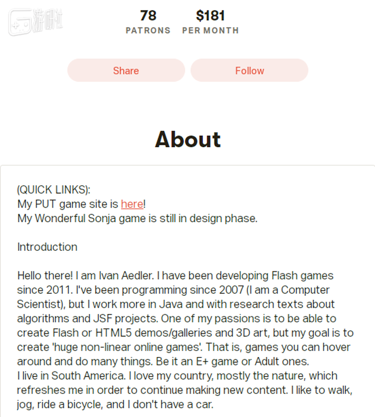 Aedler在Patreon的众筹页面