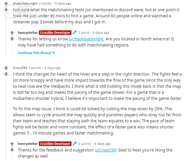 死亡判决发布前一周，开发人员仍在细心回复玩家提供的更新意见