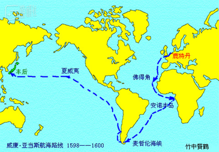 威廉·亚当斯航海路线