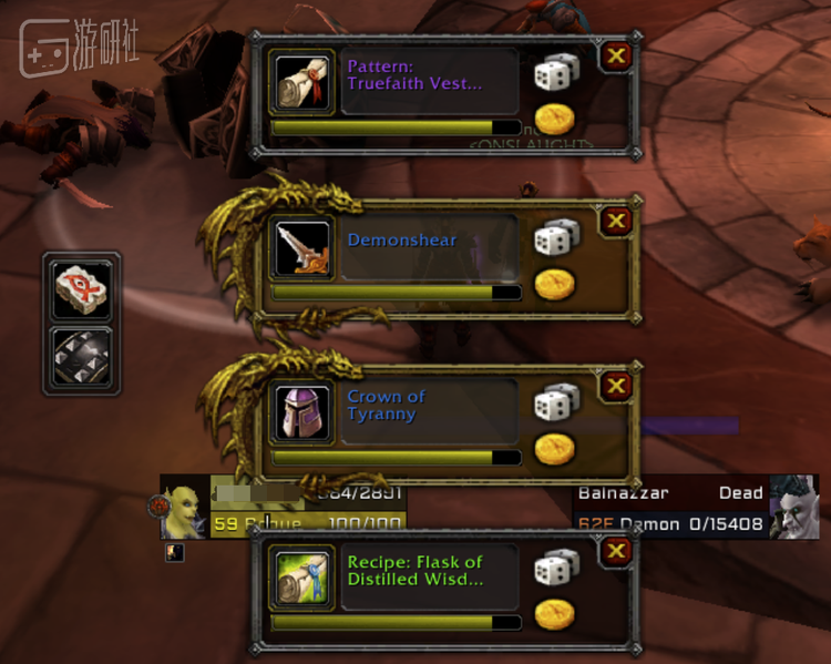 传统的拾取方式，玩家可以和队友投骰子决定装备归属