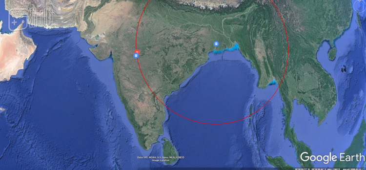 萨罗通过谷歌地图给自己定位的范围