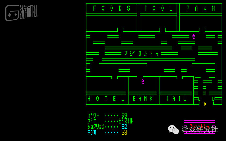 城镇画面也很有趣，你是那个黄色的星号，紫色的@则是小偷