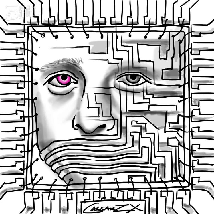 幸亏某些科幻小说或者游戏早就向我们展示过数字化永生可能产生的恐怖未来，否则我还真的可能会无限向往呢。（临摹自冒险解谜游戏《无声狂啸》封面）   —— CaesarZX