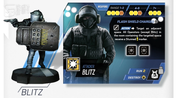 持有盾牌的Blitz以手枪作为主武器  命中率很高，威力不足