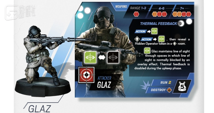 Glaz使用狙击步枪  中远距离伤害可观，近战效率低下