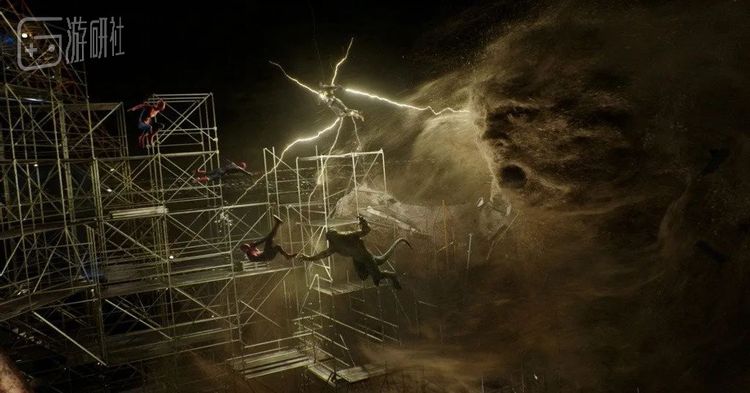 这一幕在此前的预告片中都做了特殊处理，隐藏了另两位蜘蛛侠